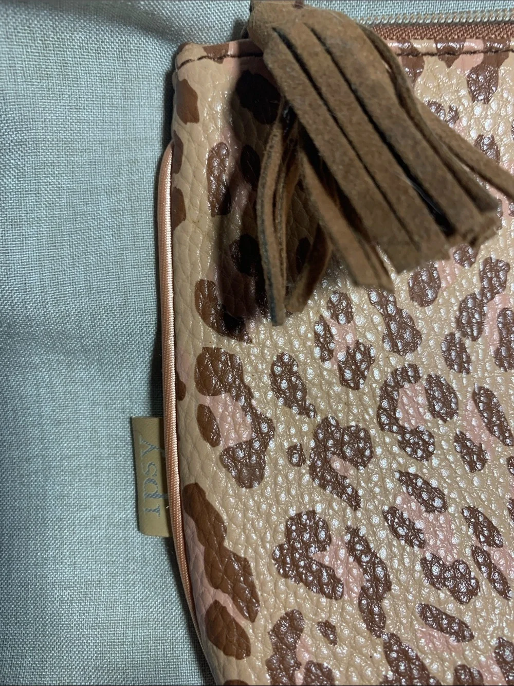 Ipsy Leopard Print Zip Pouch Clutch - Brown and Tan